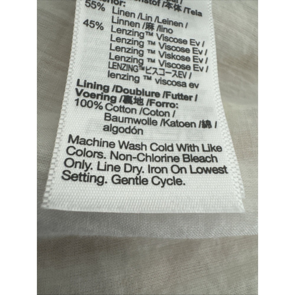 Madewell Women XS Clara Midi Dress Pockets Linen Bld Pastel Plaid Cap Sleeve - Picture 15 of 16